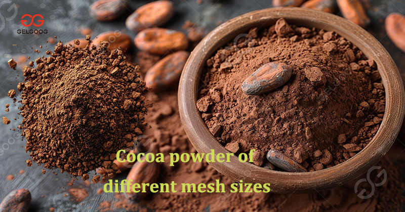 Cocoa powder of different mesh sizes